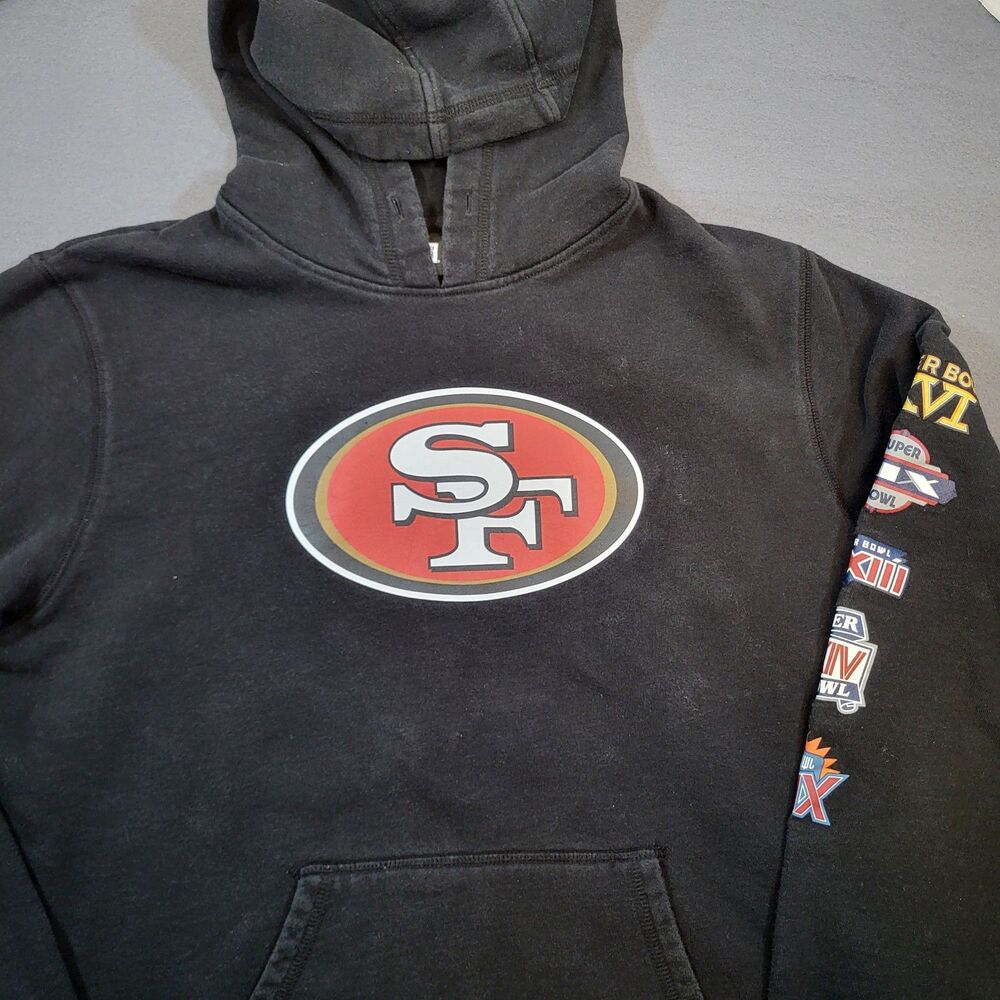New Era San Francisco 49ers Hoodie Mens L Black Super Bowl Patch Graphic SF NFL